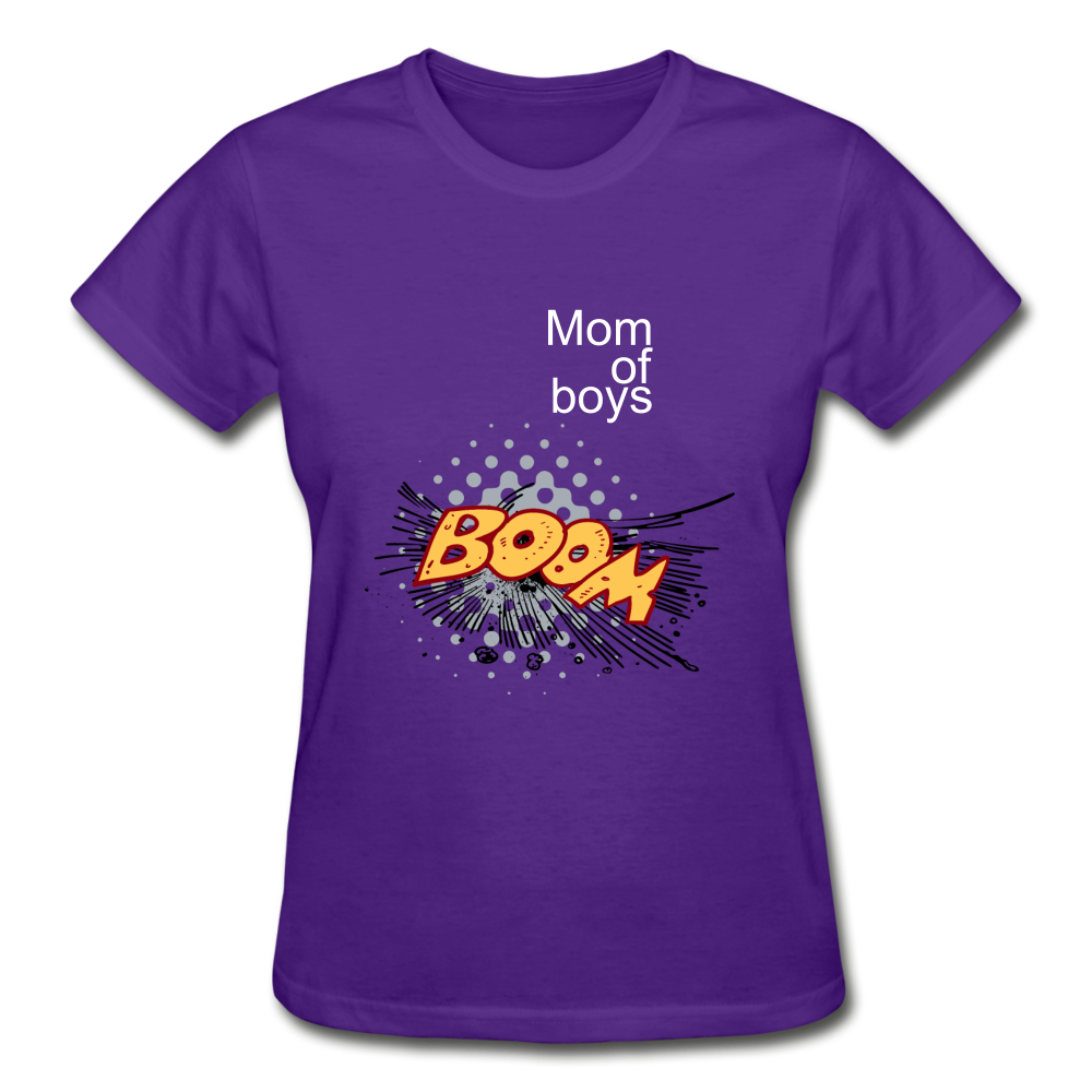 Mom of boys Gildan Cotton Ladies T-Shirt - purple