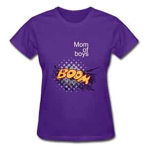 Mom of boys Gildan Cotton Ladies T-Shirt - purple