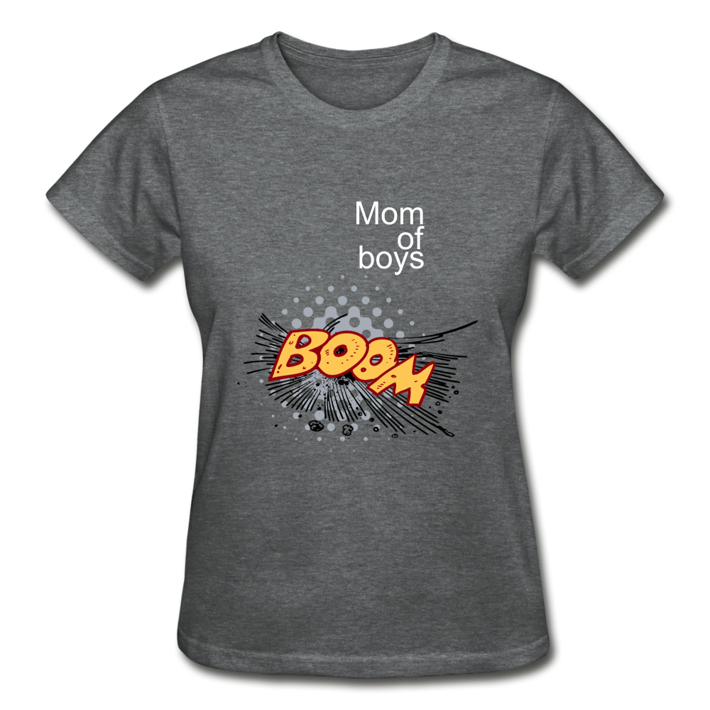 Mom of boys Gildan Cotton Ladies T-Shirt - deep heather