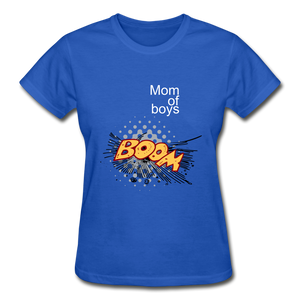 Mom of boys Gildan Cotton Ladies T-Shirt - royal blue