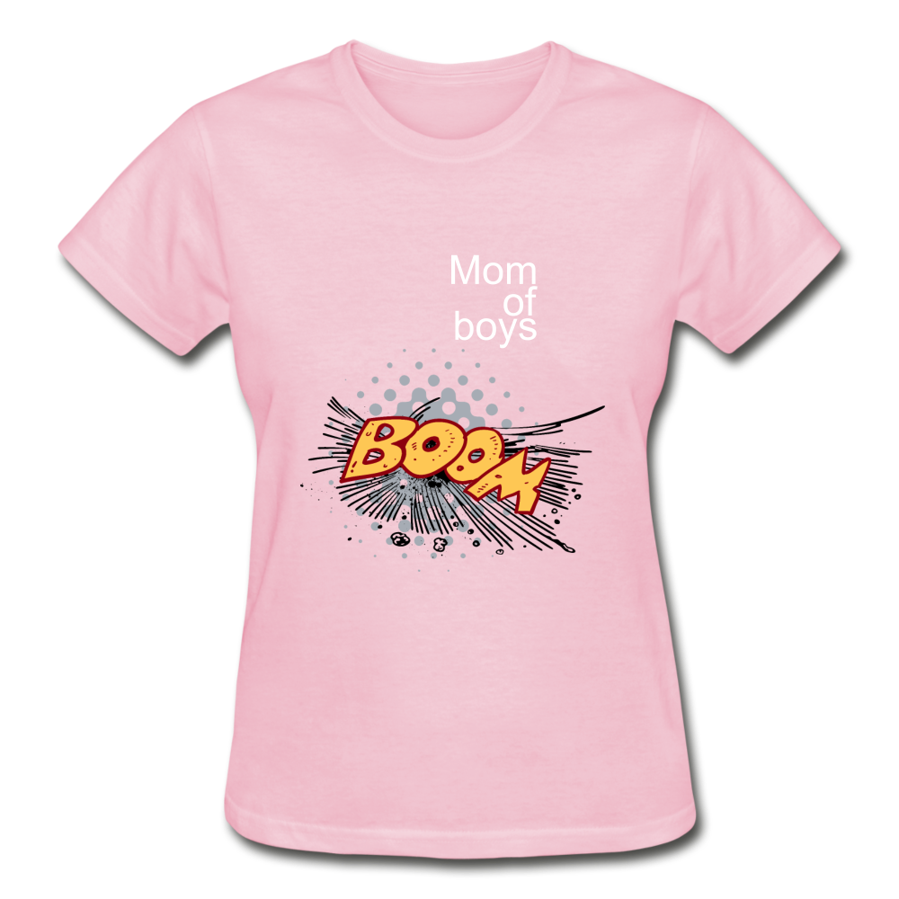 Mom of boys Gildan Cotton Ladies T-Shirt - light pink