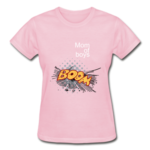 Mom of boys Gildan Cotton Ladies T-Shirt - light pink