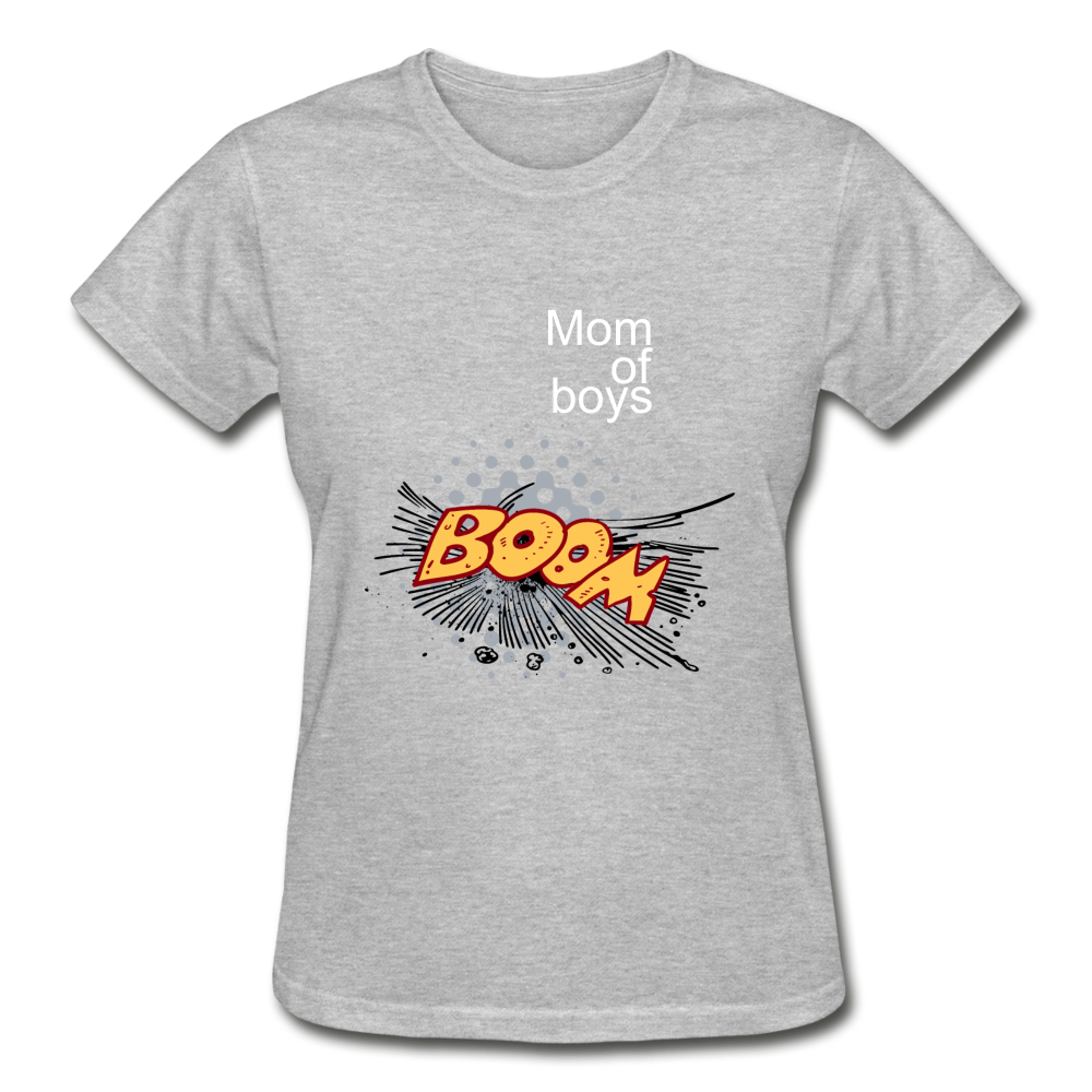 Mom of boys Gildan Cotton Ladies T-Shirt - heather gray