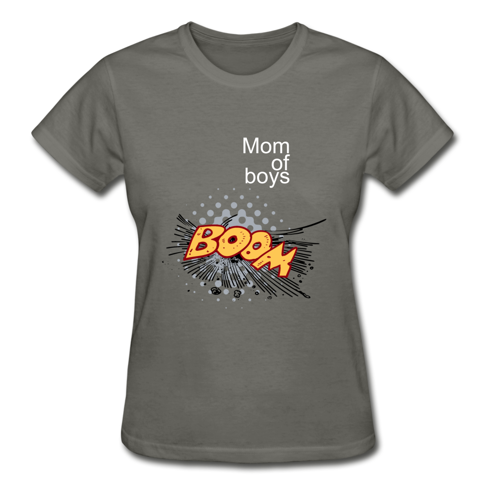 Mom of boys Gildan Cotton Ladies T-Shirt - charcoal