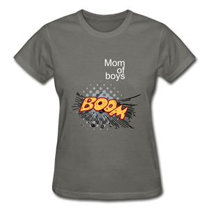 Mom of boys Gildan Cotton Ladies T-Shirt - charcoal