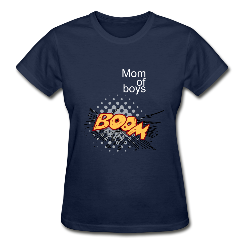 Mom of boys Gildan Cotton Ladies T-Shirt - navy