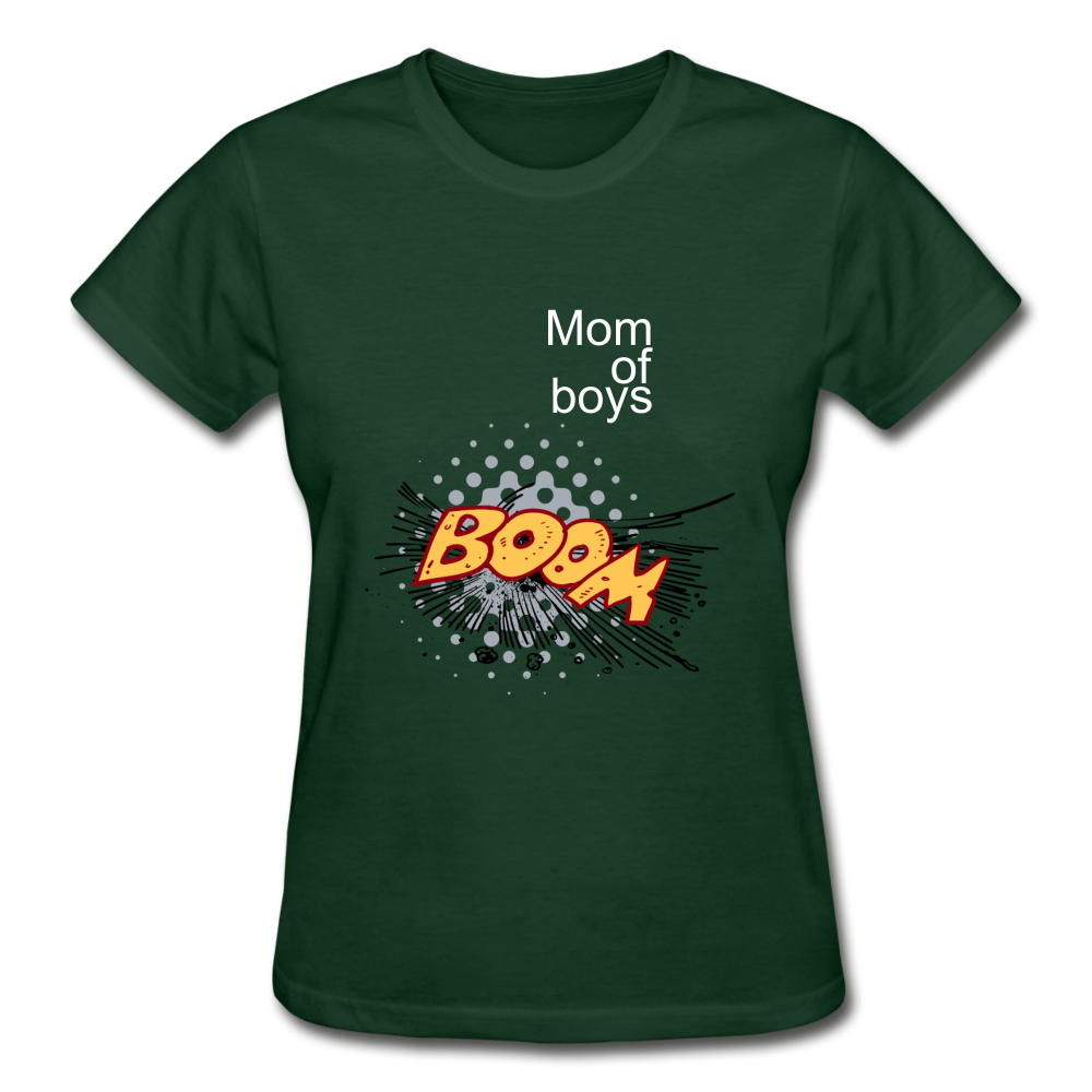 Mom of boys Gildan Cotton Ladies T-Shirt - forest green