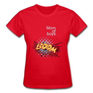 Mom of boys Gildan Cotton Ladies T-Shirt - red