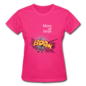 Mom of boys Gildan Cotton Ladies T-Shirt - fuchsia