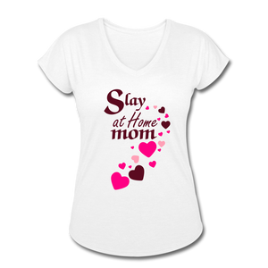 Slay at home mom women's Tri-Blend V-Neck T-Shirt - white