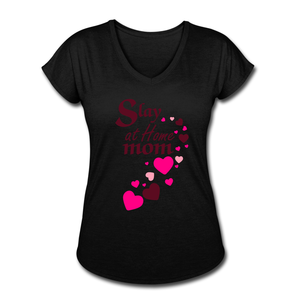 Slay at home mom women's Tri-Blend V-Neck T-Shirt - black