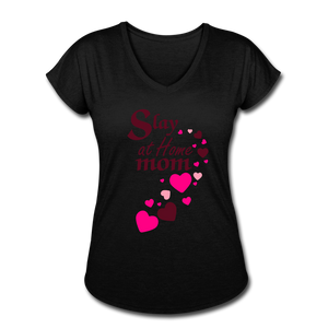 Slay at home mom women's Tri-Blend V-Neck T-Shirt - black