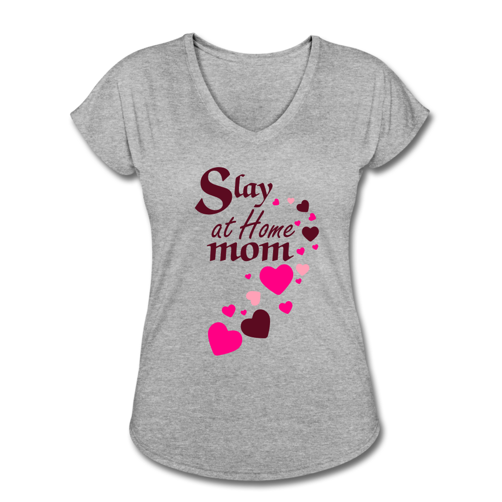 Slay at home mom women's Tri-Blend V-Neck T-Shirt - heather gray