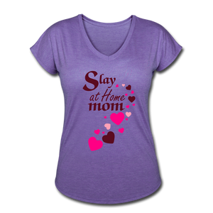 Slay at home mom women's Tri-Blend V-Neck T-Shirt - purple heather