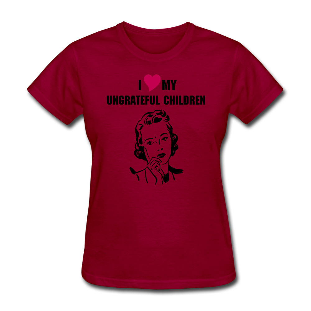 Ungrateful children women's shirt - dark red